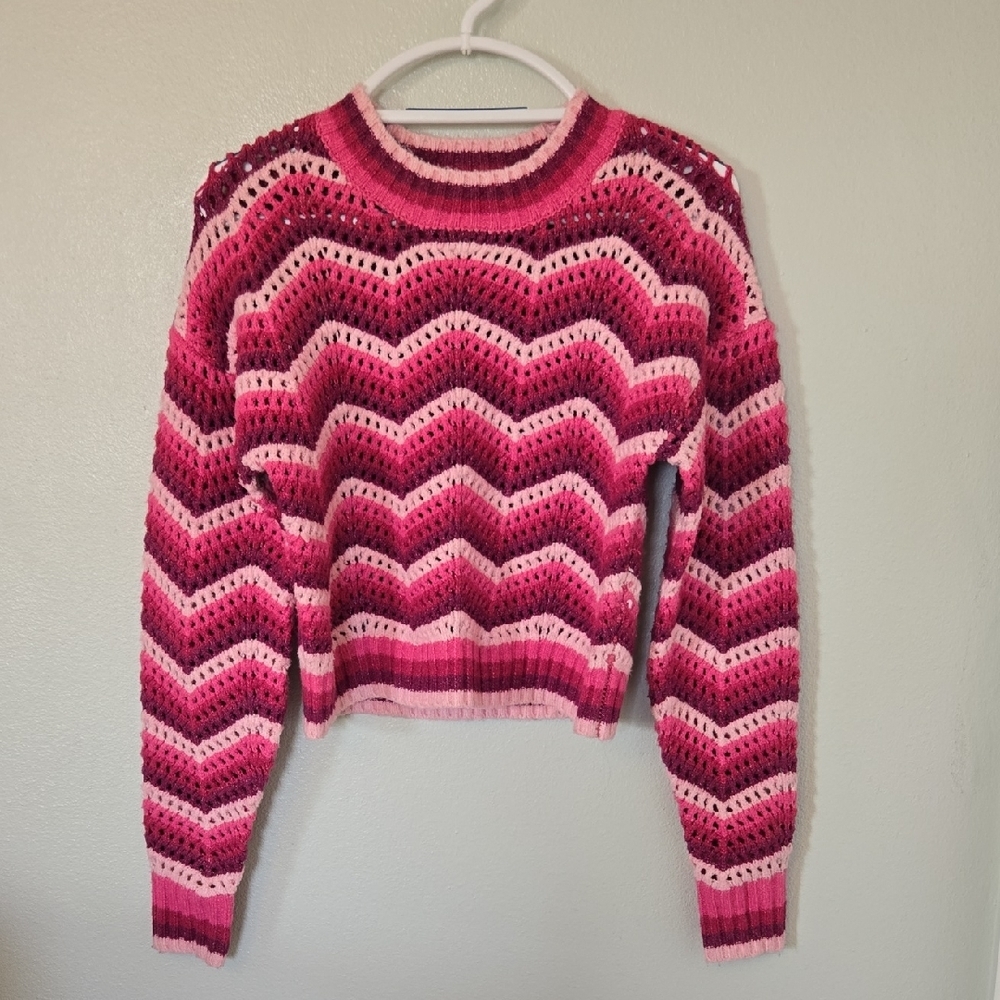 Pink Rose | Gradient Pink Cropped Sweater Size XS